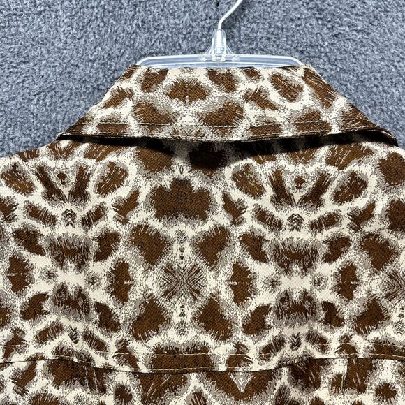 High Drama Vest Women 6 Brown Sleeveless Pockets Button Animal Print - Picture 12 of 16